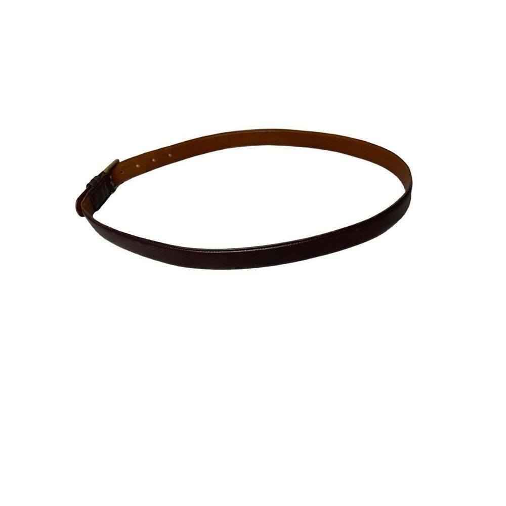 Coach Handcrafted Burnished Cowhide Leather Belt With Brass Buckle Burgandy - Picture 4 of 6